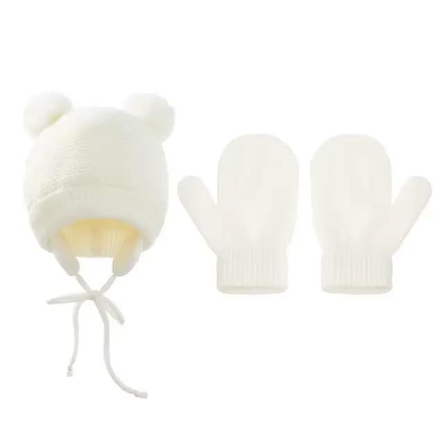 Chapeau de bébé transfrontalier, ensemble deux pièces, gants tricotés, commerce extérieur, Style cla