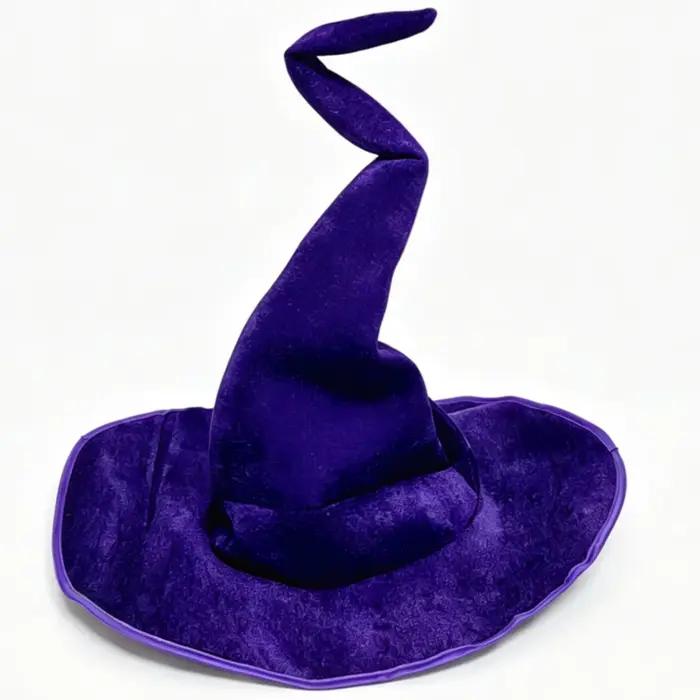 Chapeau de sorcière en velours confortable noir, violet, vert pour cosplay, fête de fin d'année, fêt