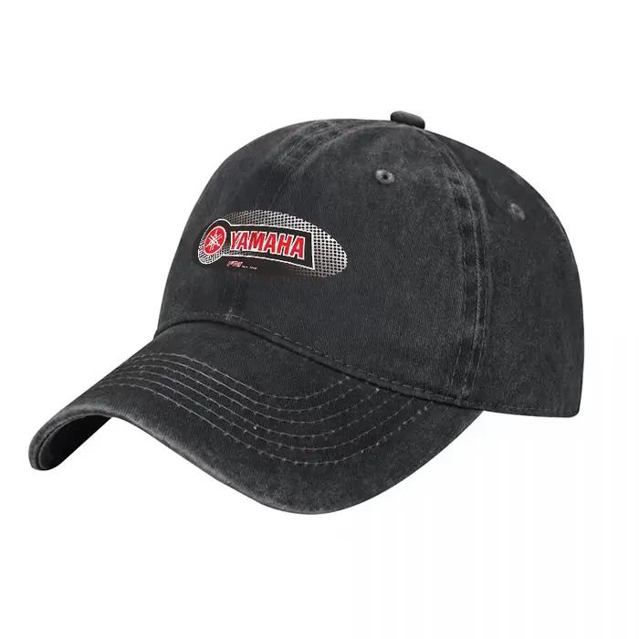 Casquette de baseball en toile délavée avec logo Yamaha, noire classique, réglable, avec patch brodé