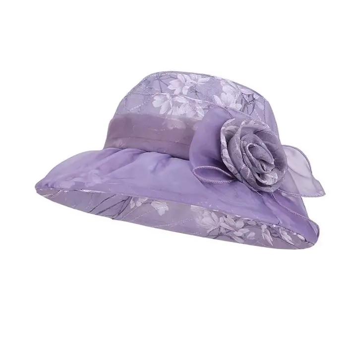 Chapeau de pêcheur pliable floral style bord de mer, portable, respirant, fin, avec nœud, en polyest