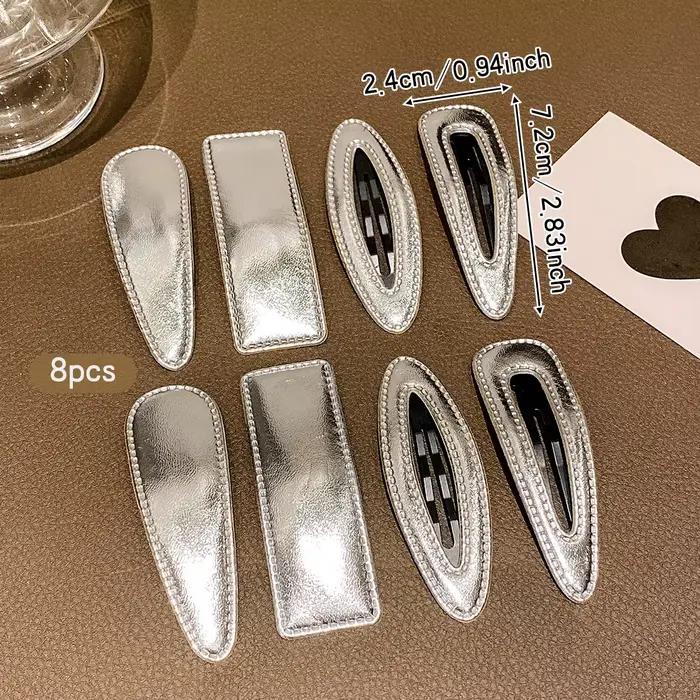Clips BB en argent avec accessoires pour cheveux doux et élégants, adaptés à un usage quotidien, 8 p