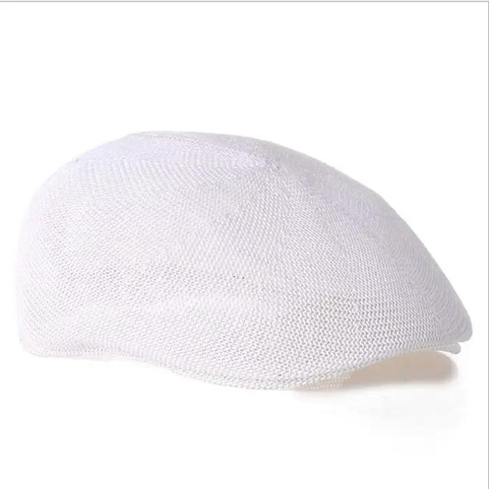 Béret plat pour hommes, chapeau de paille d'été, casquette de journal, béret respirant, casquette un
