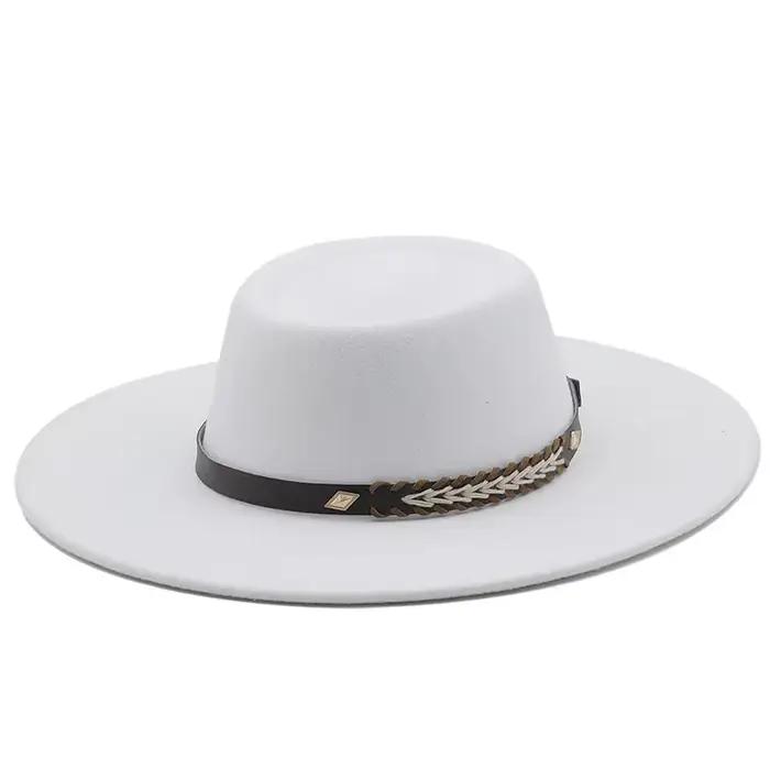 Chapeaux Fedoras en feutre de Style britannique pour femmes et hommes, à bord large de 9,5 cm, casqu