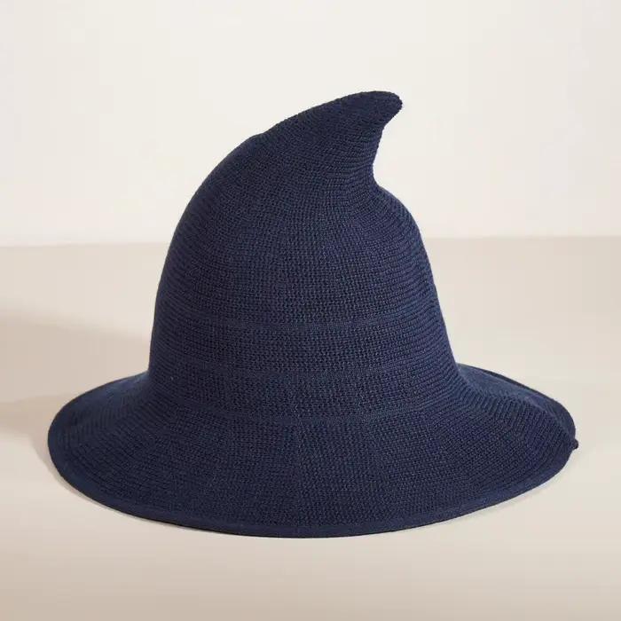 Chapeau de sorcière tricoté de couleur unie, chapeau de costume d'Halloween, chapeau de sorcier poin