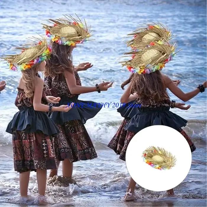 Chapeau soleil en paille tissé à main F42F, pour activités plein air, fêtes à thème plage cadeaux va