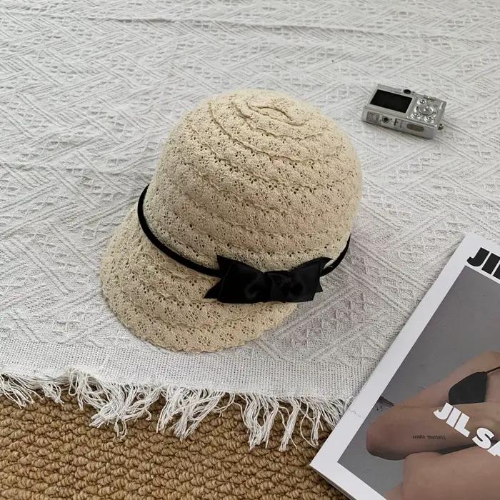 Chapeau Équestre Élégant à Large Bord avec Nœud Tressé, Casquette Pare-Soleil Respirante pour Femme,