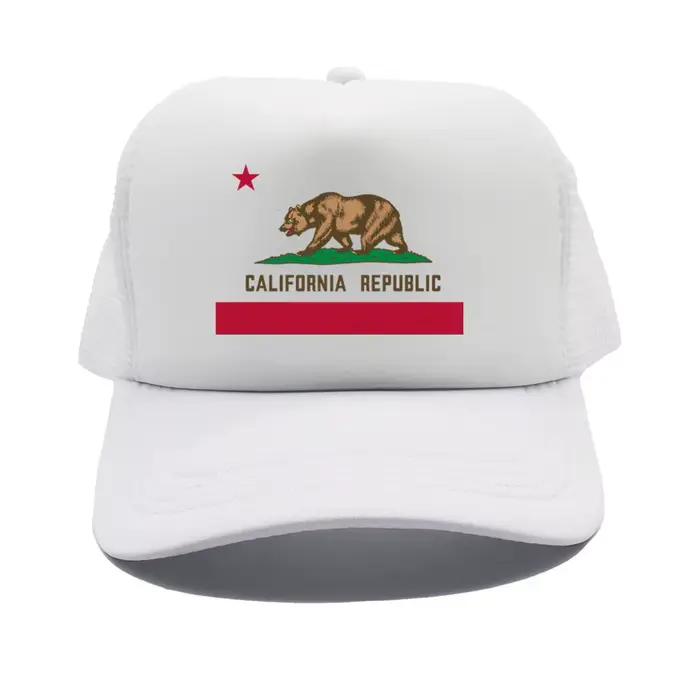 Casquette California pour Hommes, style Trucker, Baseball et Dad Hat, avec motif Ours cool et drapea