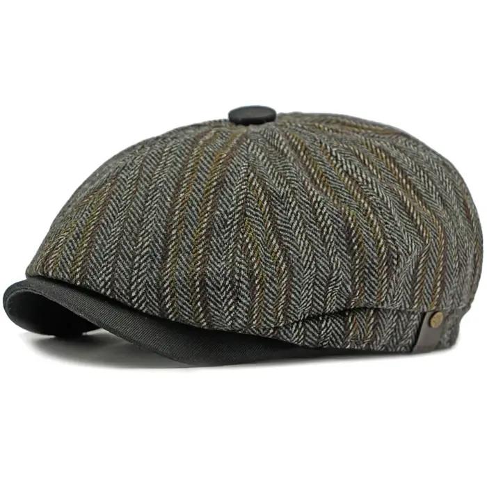 Casquettes plates octogonales lierre pour hommes et femmes, bérets rayés, chapeau d'artiste et de pe