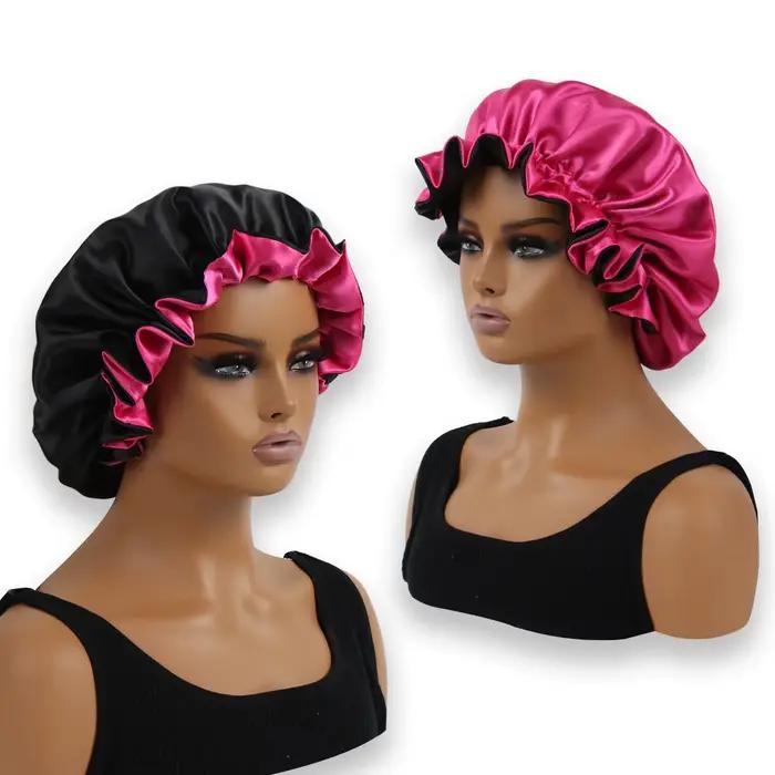 Bonnet de cheveux minimaliste Double couche en Satin, 1 pièce, bonnets de sommeil pouvant être porté