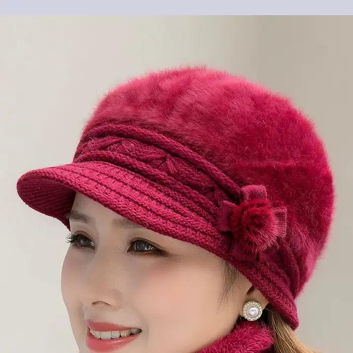 Femmes hiver chapeau garder au chaud casquette ajouter de la fourrure doublé chapeau et écharpe ense