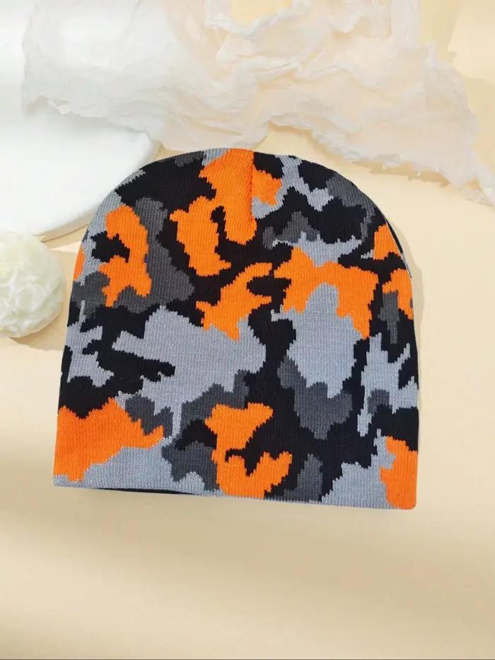 Chapeau tricoté de Camouflage couleur bloquée automne et hiver nouveau chaud Hip Hop multi fonctionn
