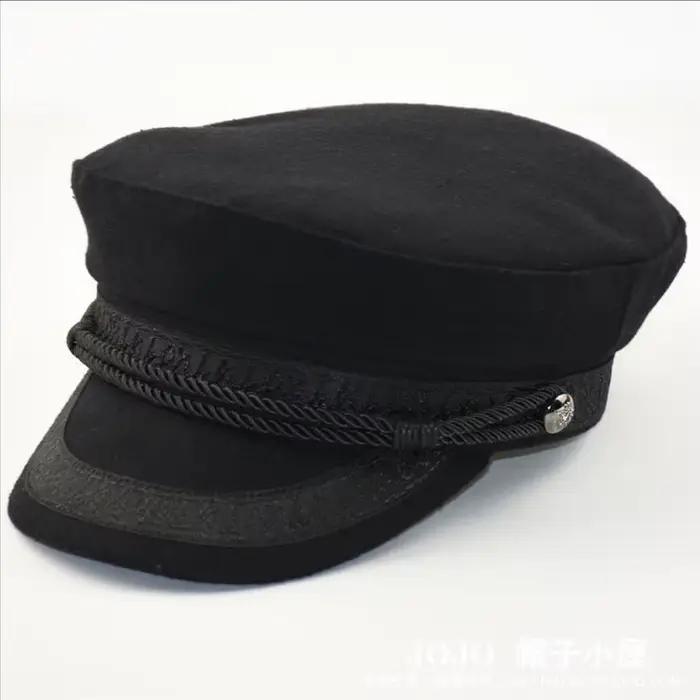 Casquette en laine pour hommes, automne et hiver, grande tête, mode, chapeau de capitaine à visière 