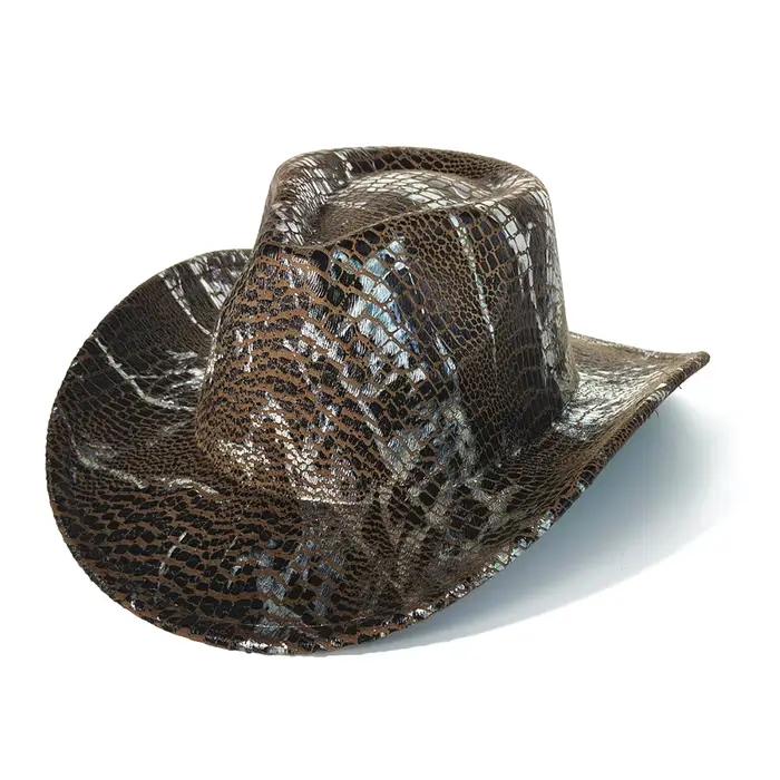 Chapeau de cowboy à motif peau de serpent pour hommes et femmes, chapeau de cowboy occidental rétro 