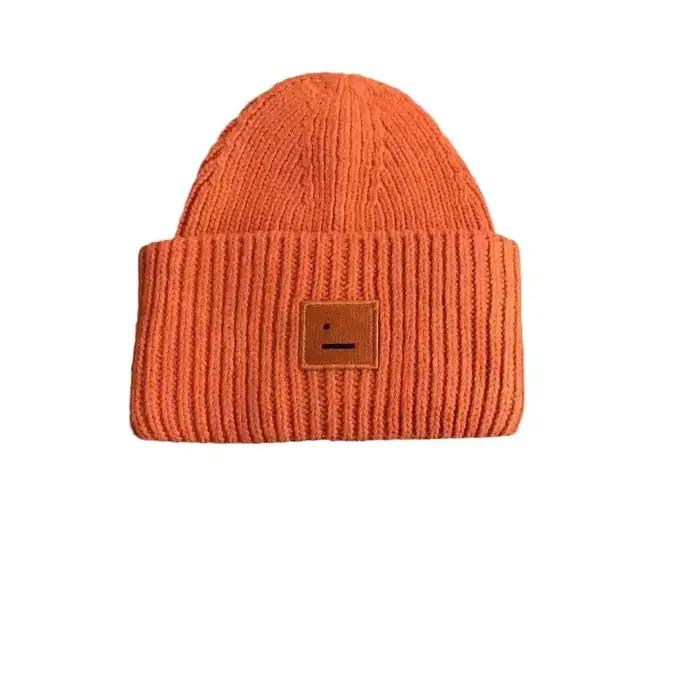 Bonnet en tricot chaud et confortable 2025 avec étiquettes carrées - Chapeau en laine de style scand
