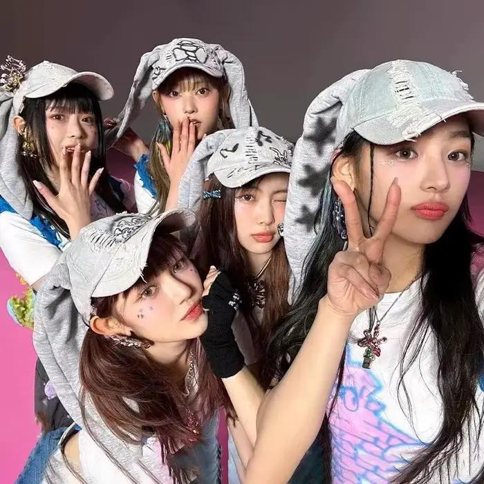 Niche Y2k oreilles de lapin Denim déchiré casquette de Baseball hommes et femmes personnalité foncée