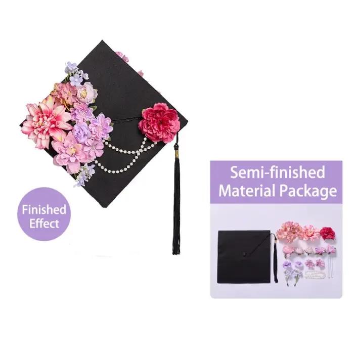 Casquette Trencher à fleurs, casquette de remise de diplôme, planche à mortier, chapeau académique p