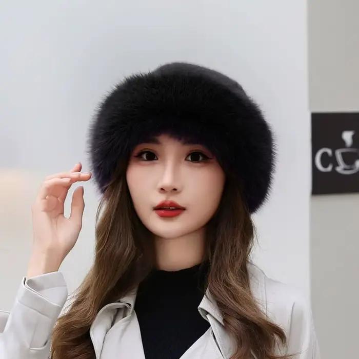 Chapeau Béret en Fausse Fourrure Peluche Tendance, Couleur Unie, Chapeau de Peintre en Laine Moelleu
