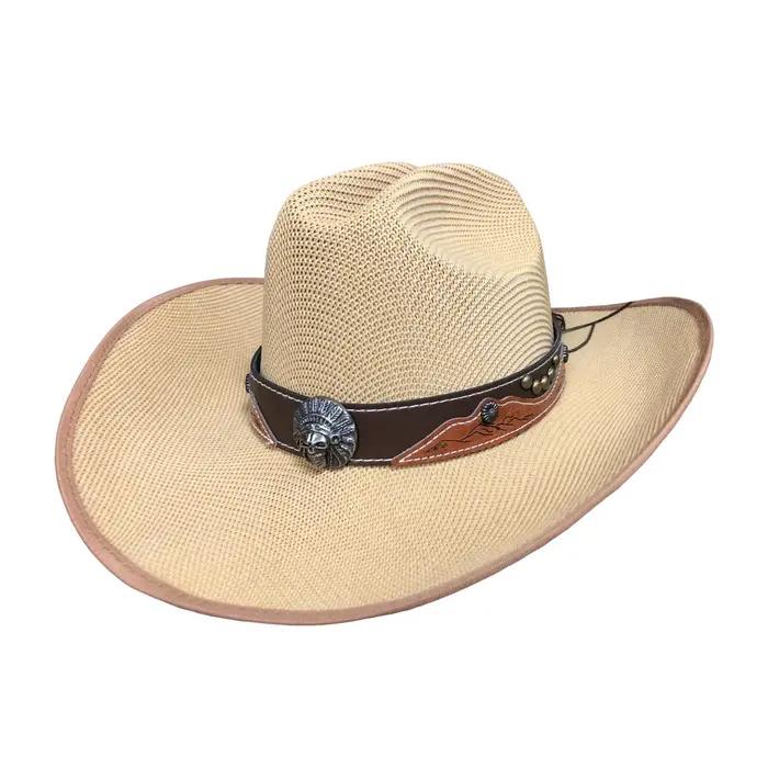 Chapeaux de Cowgirl pour femmes et hommes, tendance, rétro, ceinturé, large bord, casquette de plage