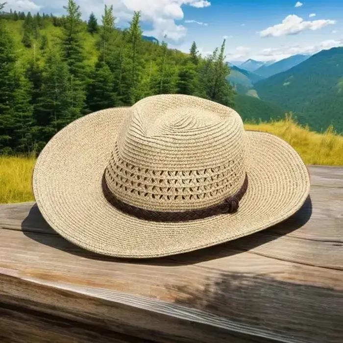 Nouveau XL grande taille 62 cm Panama Jazz chapeau de paille pour femmes hommes creuser été plage ch
