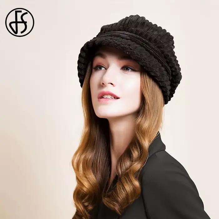FS bérets blancs casquette hiver automne chapeau pour femmes chapeaux octogonaux dames chapeaux mode