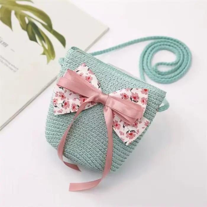 Chapeau de paille respirant à grand bord pour enfants, sac à main de protection UV, chapeau de solei