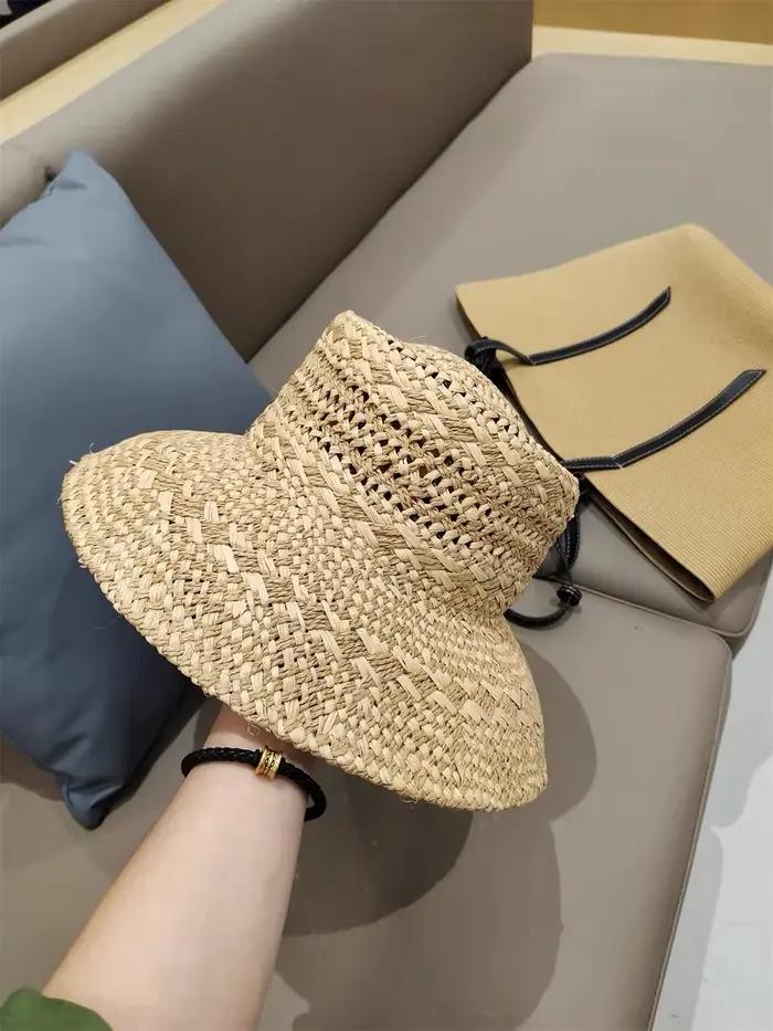 Chapeaux de soleil pliables en raphia tressé à la main, style rétro français, pour femmes, été, voya