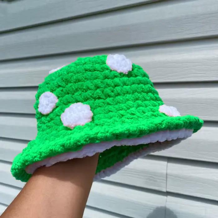 Chapeau de pêcheur en Crochet pour Halloween, seau doux, chapeau champignon fait à la main pour femm