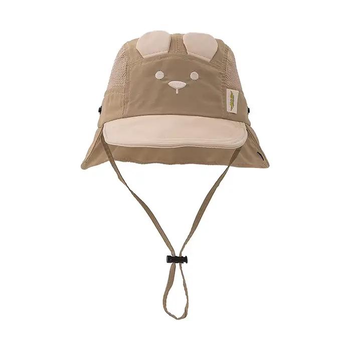 Chapeau Panama pour enfants, protection du cou, respirant, été, broderie oreilles d'ours, séchage ra