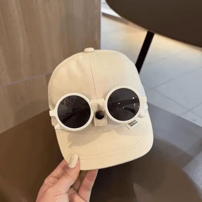 Casquette de Baseball d'été pour bébé, avec lunettes de soleil détachables, couleur unie, pour bébés