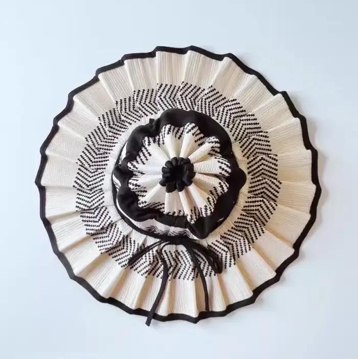Enfant S/M/L/XL taille à la main enfant à bord court pliable paille seau chapeau filles bébé été pla