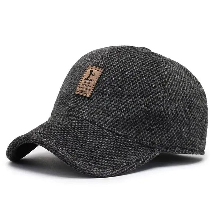 Chapeau pour hommes avec cache-oreilles, casquette de baseball, chaud, protection contre le froid, c