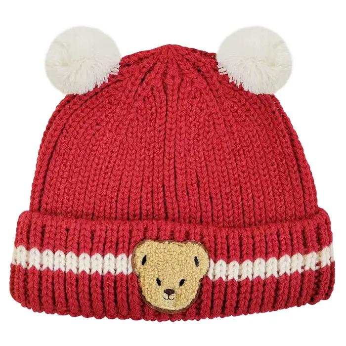Bonnet en tricot à pompon ours mignon pour enfants, bonnets coupe-vent pour enfants, bonnet chaud po