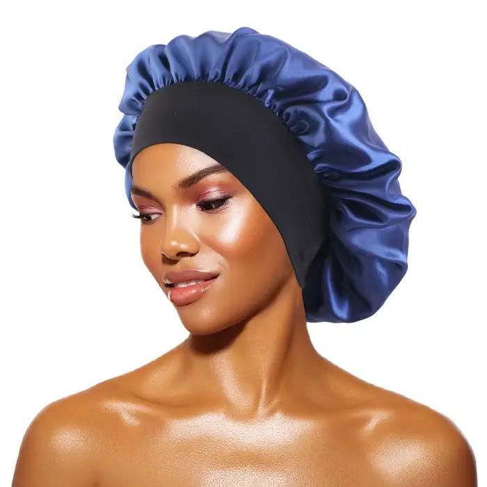 Bonnets solides en Satin pour femmes, chapeau de bain à large bord pour dormir la nuit, unisexe, ban