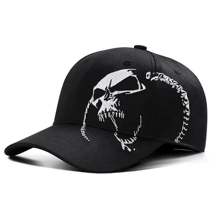 Casquettes de baseball unisexes avec broderie de motif de crâne latéral, printemps et automne, casqu