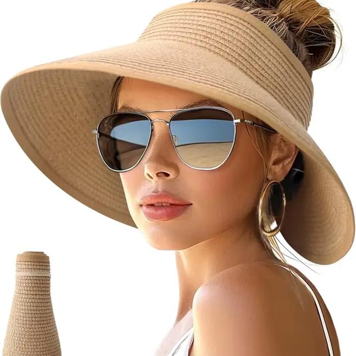 Chapeaux de soleil pour femmes à large bord, design pliable pour la plage, compatibles avec les queu
