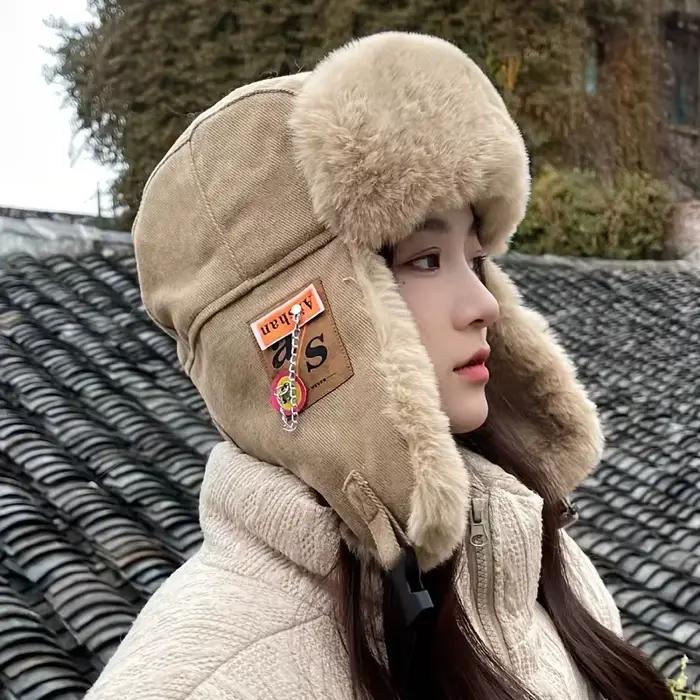 Chapeau de bombardier pour hommes, chapeau de bombardier chaud d'hiver avec oreillettes chapeau russ