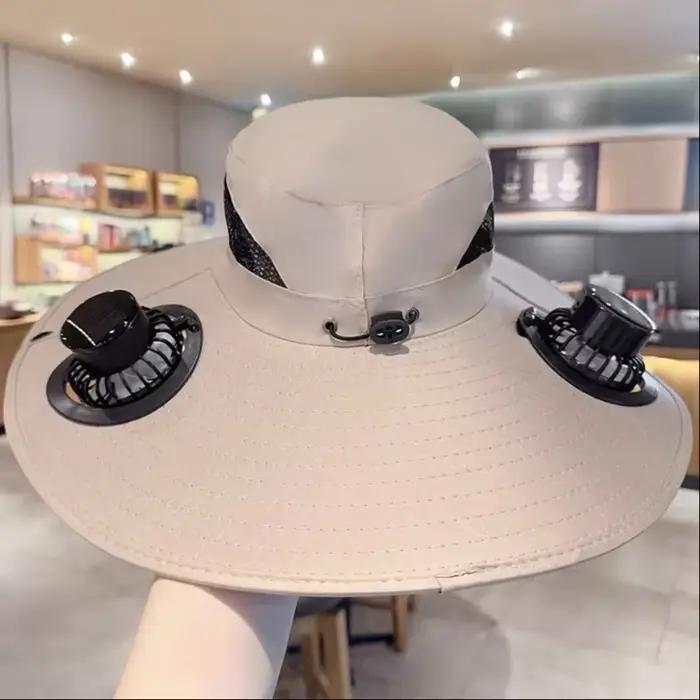 Chapeau de soleil pour homme à séchage rapide avec ventilateur solaire, grande taille, rechargeable 