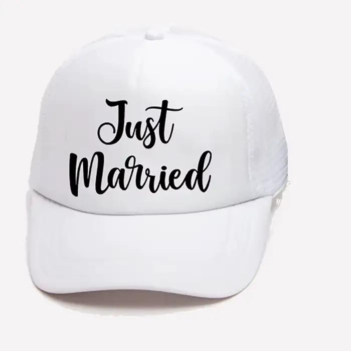 Chapeau de camionneur blanc et noir, lune de miel, plage, destination de mariage, marié, mariée, Mr 