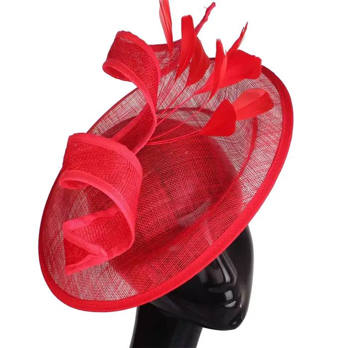 Chapeau fascinateur noir Kentucky Derby pour femmes, chapeaux Sinamay à fleurs blanches pour dames, 