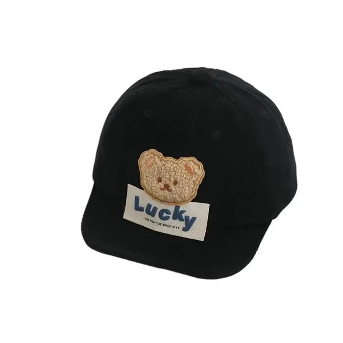 Casquette de Baseball pour bébé, joli dessin animé, couleur unie, bord souple, ours, chapeau à visiè