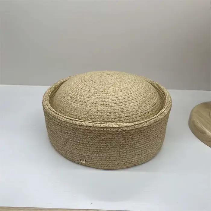Chapeau Bob en Paille de Raphia 100% Tressé à la Main Style Français, Casquette Plate pour Femme et 