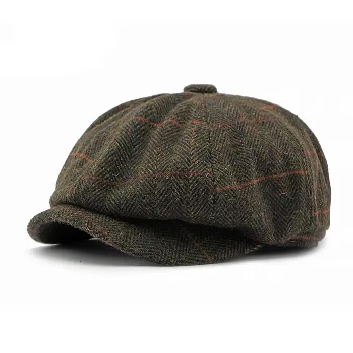 Chapeau octogonal rétro pour hommes et femmes, casquettes Newsboy britanniques, casquettes plates de
