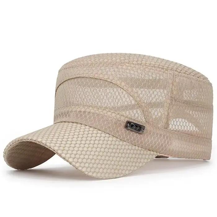 Nouvelle casquette plate respirante en maille intégrale Iron Label pour hommes, chapeau de soleil dé