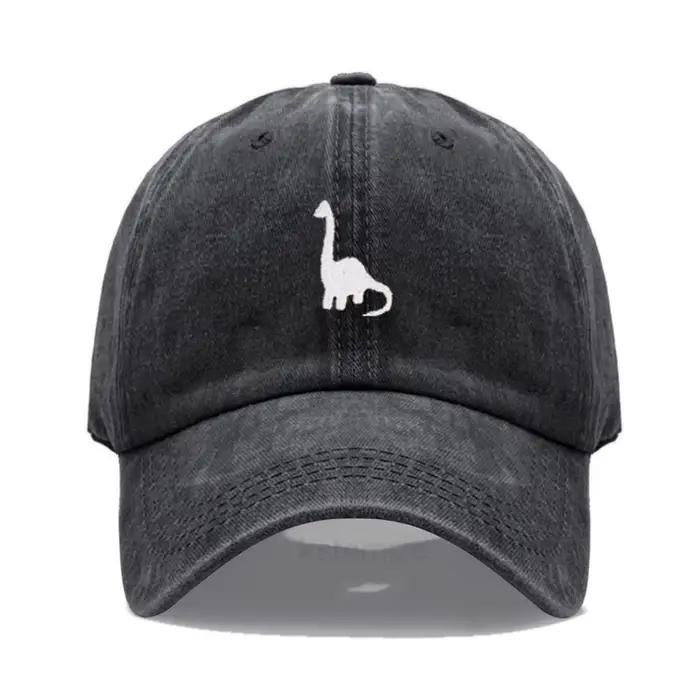 Casquette de baseball brodée dinosaure pour hommes et femmes, en coton lavé, style Dad Hat, réglable