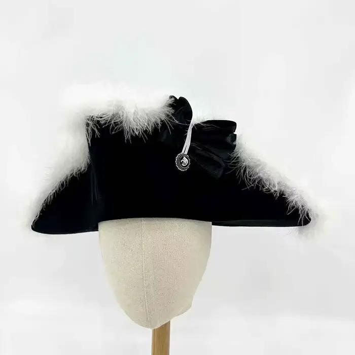 Nouveau chapeau tricorne du 18ème siècle, noir, style Frédéric le Grand, chapeau de cosplay prussien
