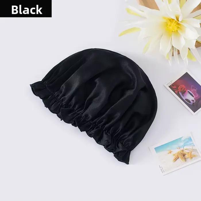 Grand Bonnet en Satin pour femmes, 100% soie de mûrier, réglable, soyeux, Bonnet pour cheveux, Doubl