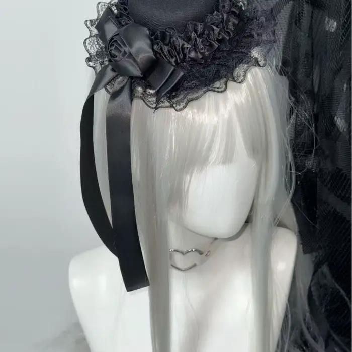 Accessoires de coiffure Lolita : Petit chapeau noir gothique punk rétro avec nœud, idéal pour Comic-