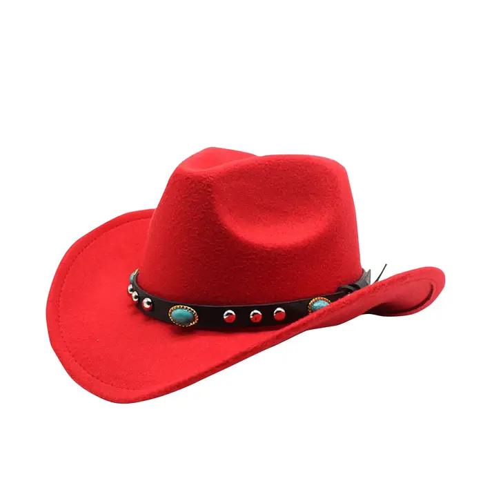 Chapeau de Cowboy occidental Style tibétain, haut pour dames, casquette de Cowgirl à bord en rouleau