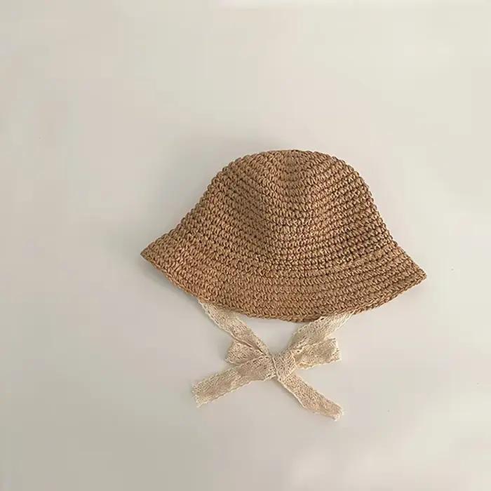 Chapeau de paille de style coréen pour petites filles de 1 à 6 ans, protection solaire, style coréen