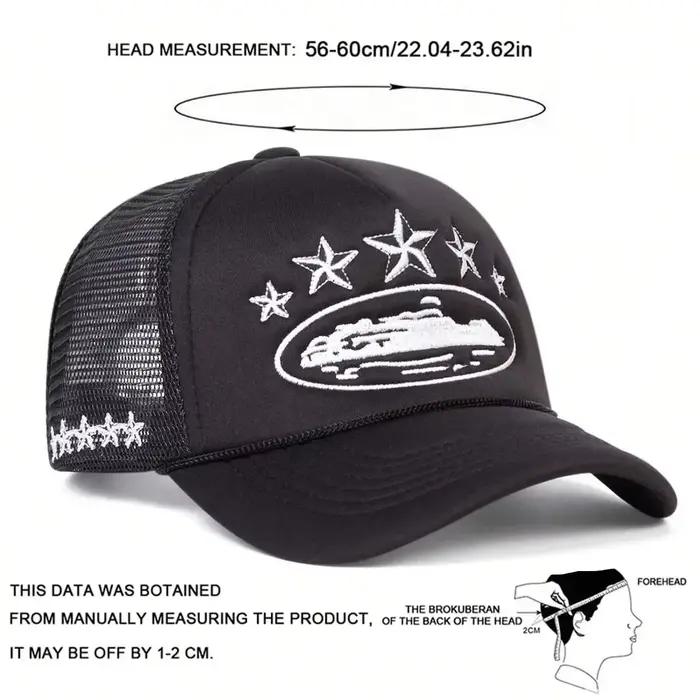 Chapeau de baseball brodé à la mode cinq étoiles couleur bloquée maille respirant été chapeau de lan